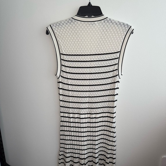 Sandro Molina Button Front Maxi Black & White Striped Sweater Dress - Picture 7 of 8